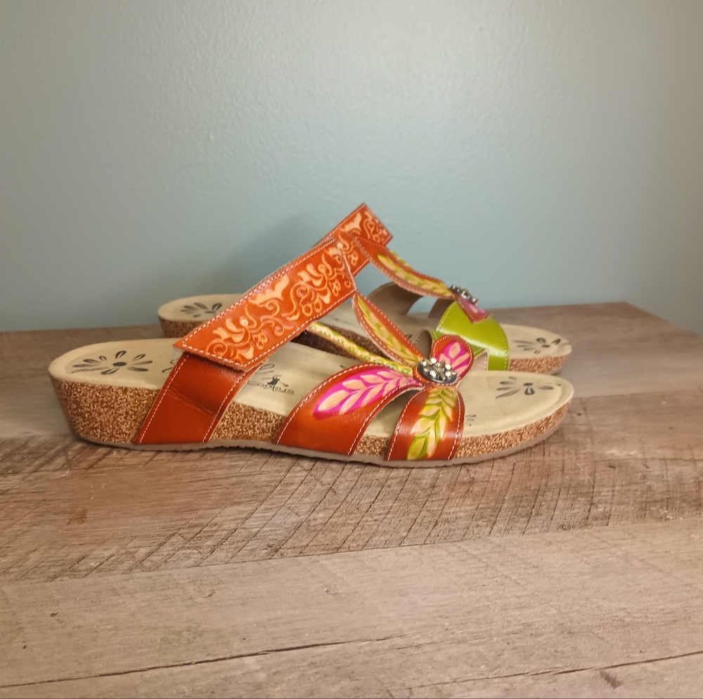 Elite By Corkys Womens Artsy Floral Sandals Baltic Size 6 Comfort Eclectic Boho